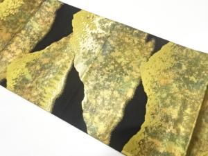 引箔　遠山に樹木模様織り出し　袋帯